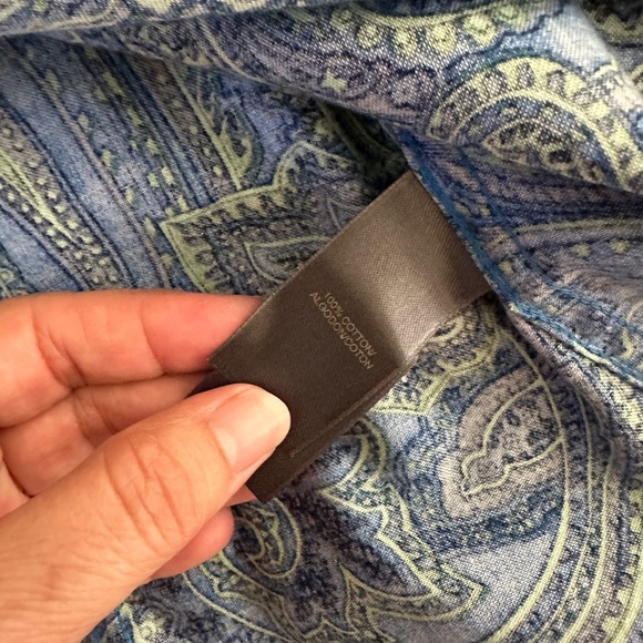 Liz Claiborne long sleeve paisley dark blue deep color pattern fun cuff pattern - Picture 9 of 13